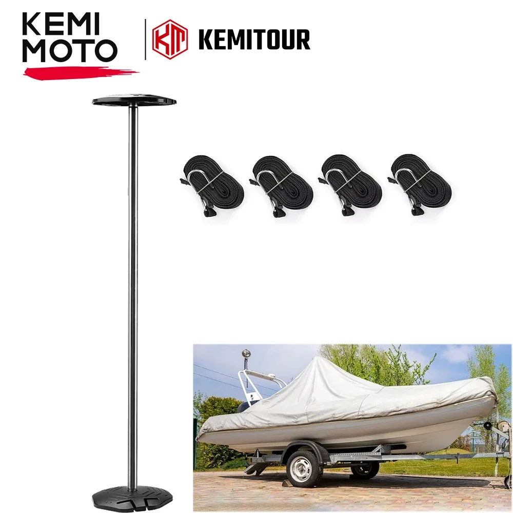 Boat Cover Support Pole Telescoping Aluminum Pole System with Webbing Strap Adjustable Height 39cm Prevent Water