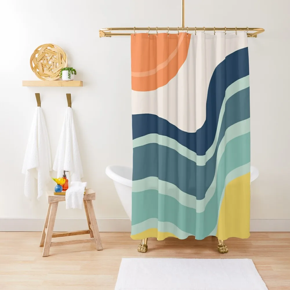 

Abstract landscape with sun and stormy ocean Shower Curtain Elegant Bathroom For Bathroom Shower Luxury Bathroom Shower Curtain