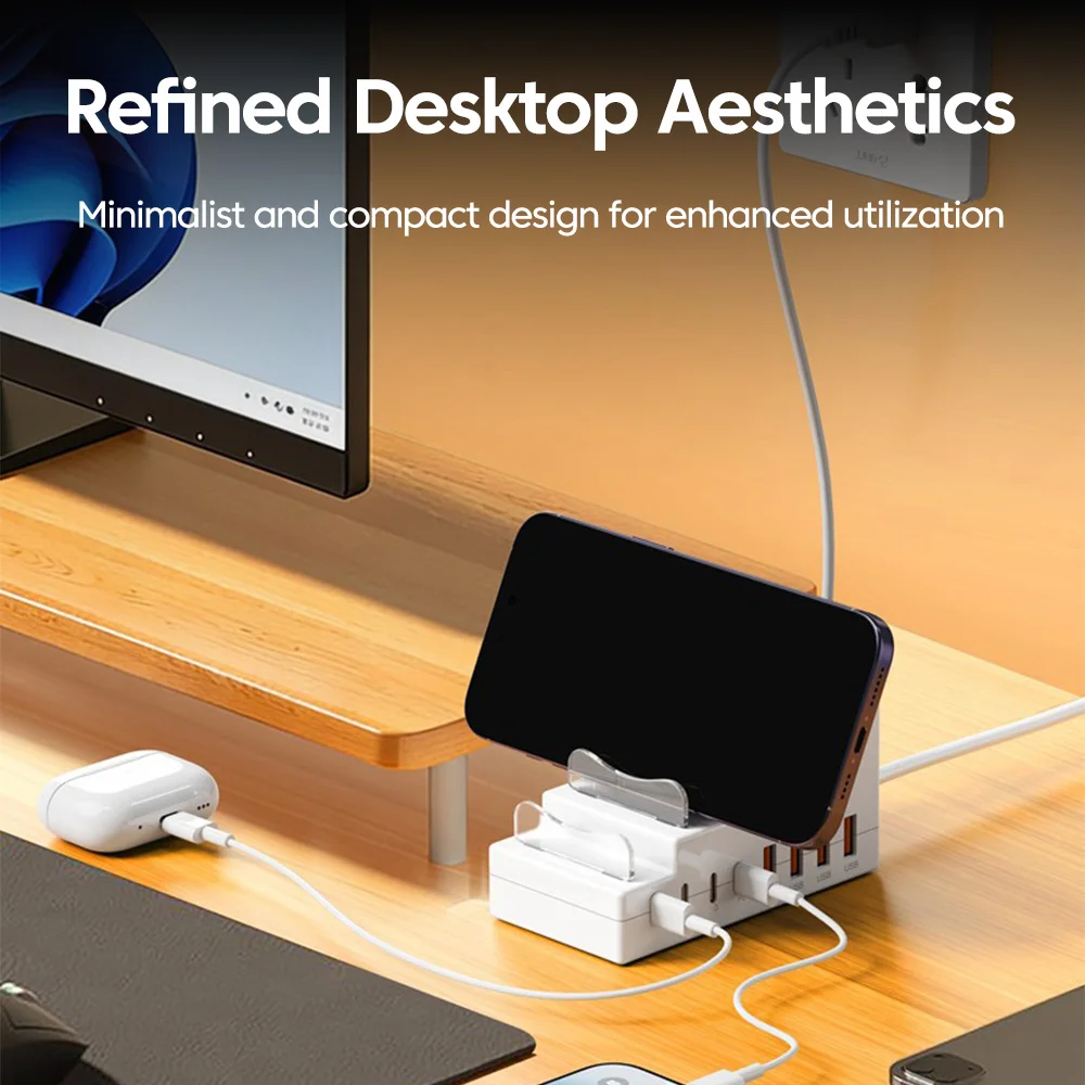 USB 8 in 1 Hub 4USB+4Type-C Charging Laptop Desktop Computer Data Transmission USB Ports Docking Station Desktop Phones Holder