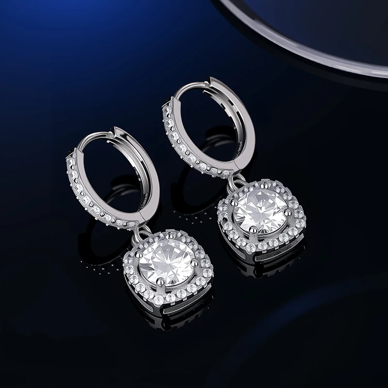 S925 Silber Moissanit Ohrstecker mit GRA-Zertifikat Stilvolle Runde Ohrhaken Ideal als Geschenk für Jahrestage oder Hochzeiten – Detail 15