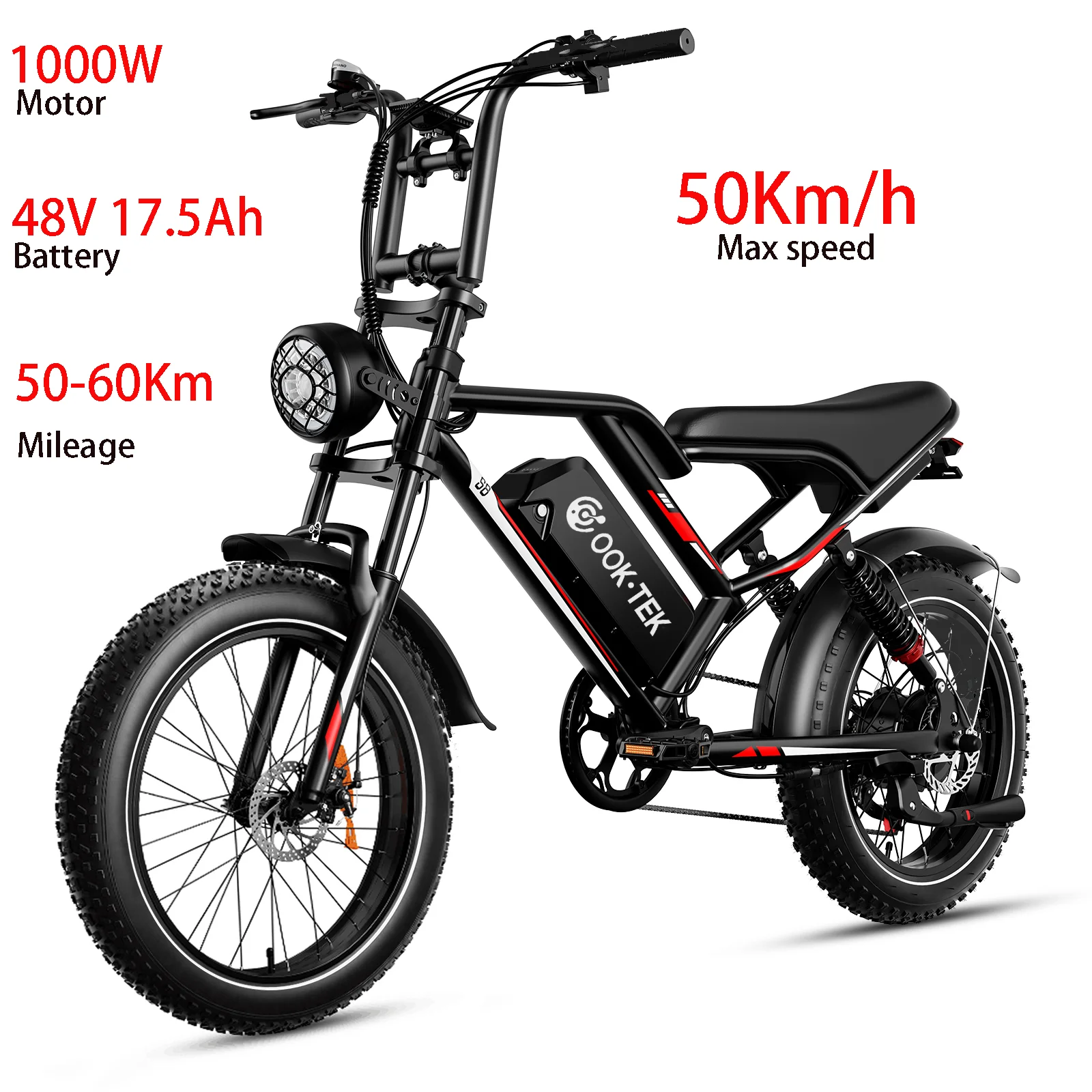 

Electric Bike S8 Single Motor 1000w 17.5Ah Popular in US EU 20*4 Inch Ft Tire Full Suspension E Bike for Adult Hot Selling