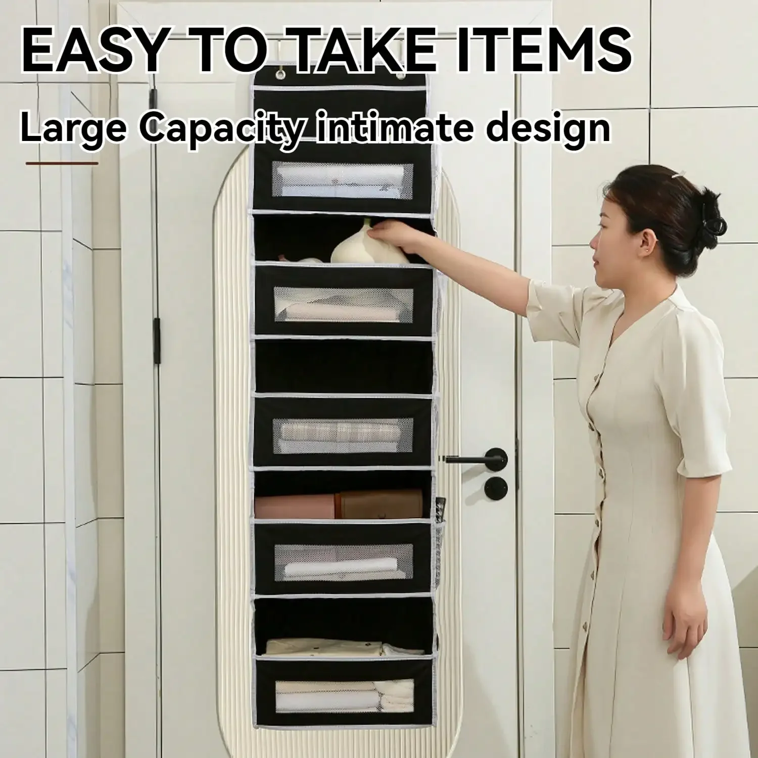 

Large-Sized Over The Door Hanging Organizer 5-Shelves and 5Side Pockets, Over The Door Storage Organizer,Back of Door Organizers