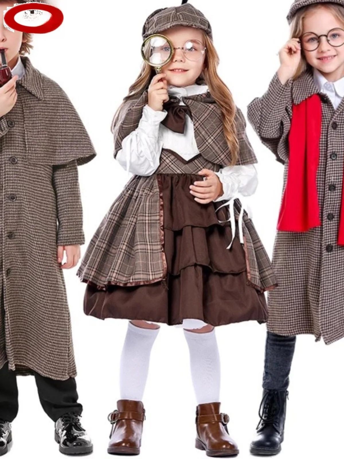 

Holmes Detective Costume Children's Halloween Play Dress-Up Vintage Cosplay Polyester Fiber 100% Pure E-Commerce Sale