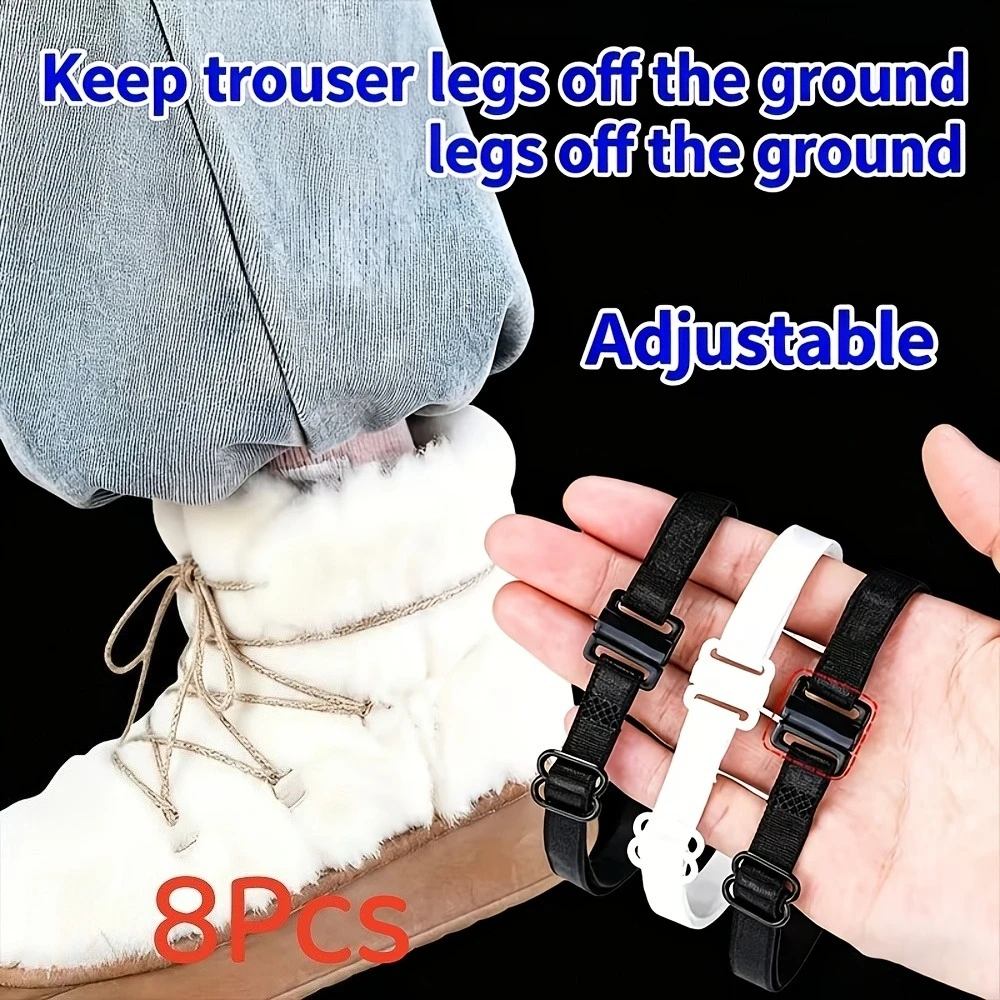 4/8pcs Adjustable Leg Straps,Elastic Cuffs and Ankle Straps,High Elasticity, Seamless,Invisible, and Non-Damaging To The Garment