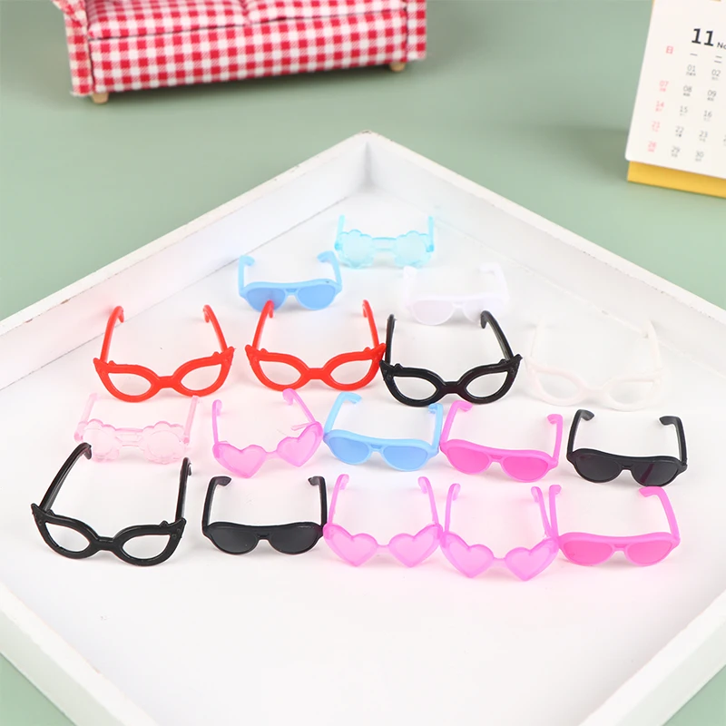 New-20Pcs Random Dollhouse Miniature Colourful Glasses Doll Eyewear Eyeglasses Doll Cool Decor Toy Accessories