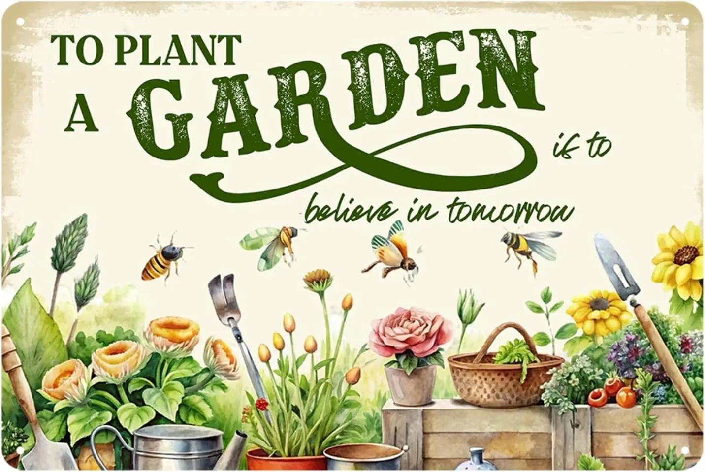 Vintage Garden Metal Sign Funny Gardening Decor Outside Yard Sign Gifts For Women Plant Lover To Plant A Garden Is To Believe In