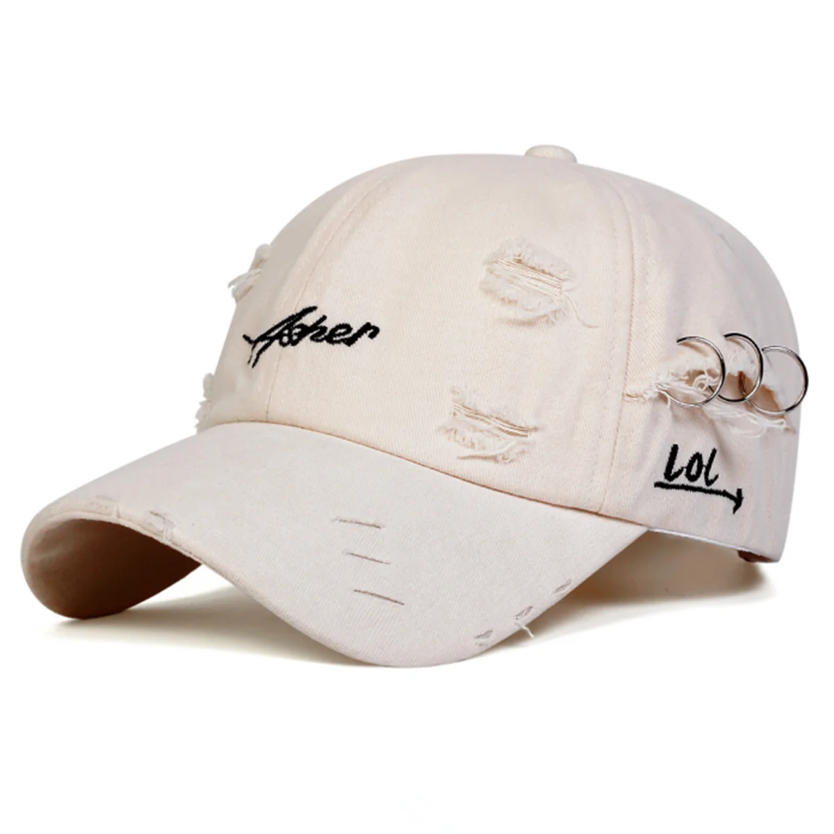 Unisex Asher Stickerei Loch-Eisenring Baseballkappen Frühling Herbst Outdoor Sonnenschutz Hut Verstellbare Lässige Trucker-Mützen – Detail 6