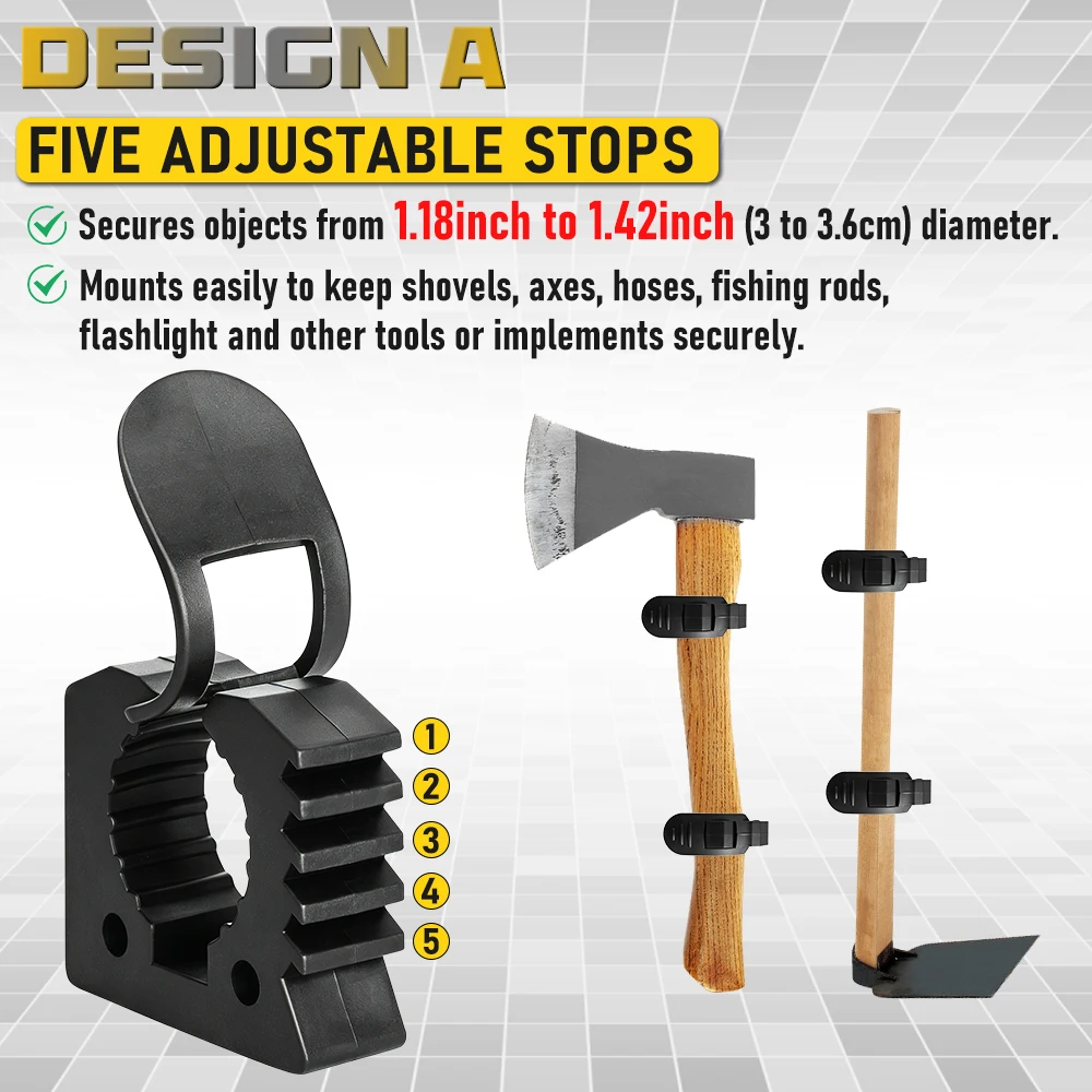 Gummi-Werkzeugklemme, Verstellbarer Schnellspann-Halter für Paddel und Schaufel, für Offroad-Fahrzeuge, Boote, Wohnmobile, ATVs, SUVs, LKWs, Garage und Zuhause – Detail 2