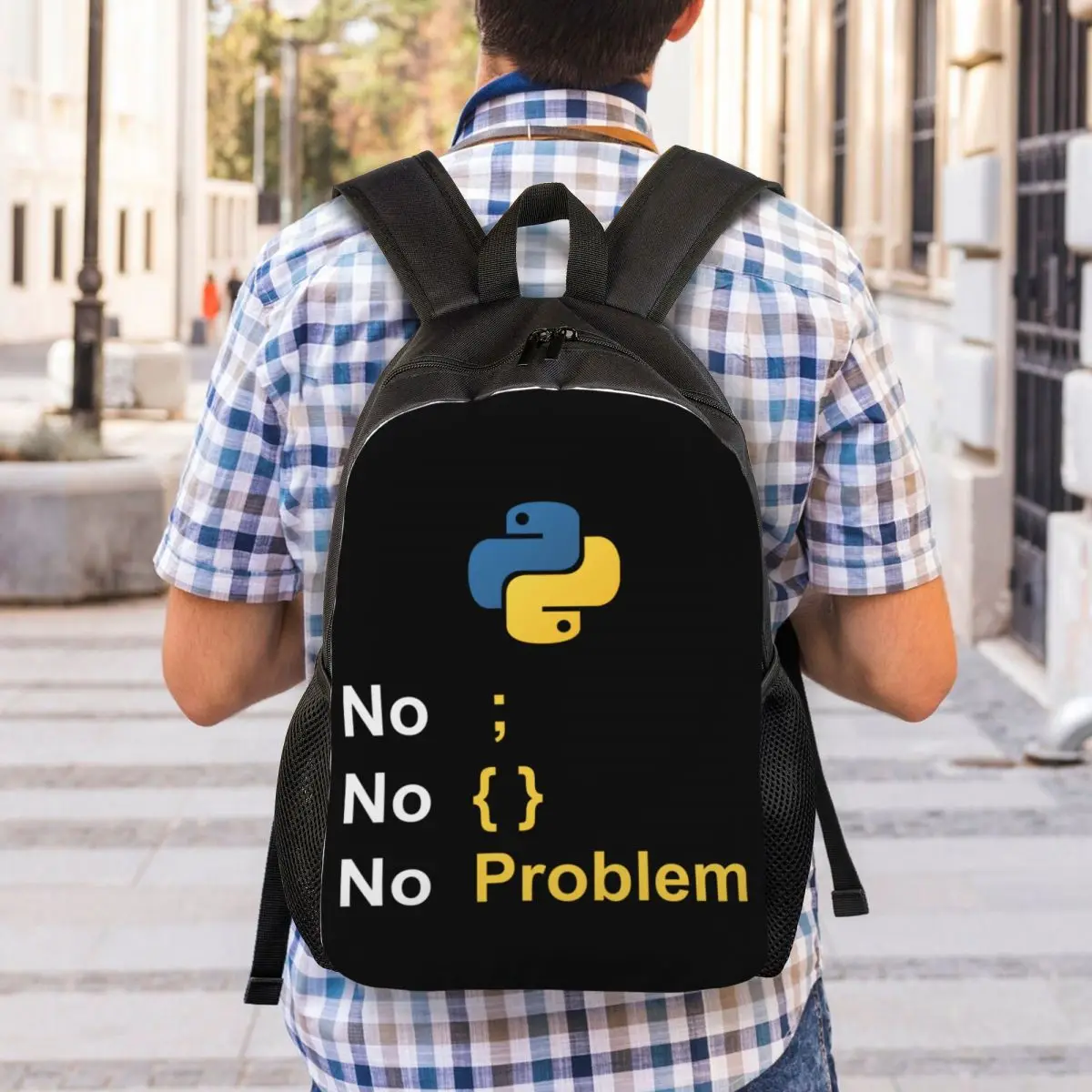 Mochila con programador de Python divertido para hombres y mujeres, bolsa de libros básica para la Escuela Universitaria, programación de idiomas, bolsas de codificador