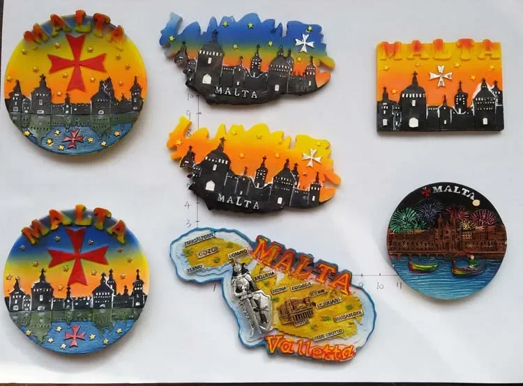 Malta Fridge Magnet Souvenir Hand Painted Candy House Maltese Iron Warrior Valletta Bugibba City Landscape Fridge Sticker Gifts