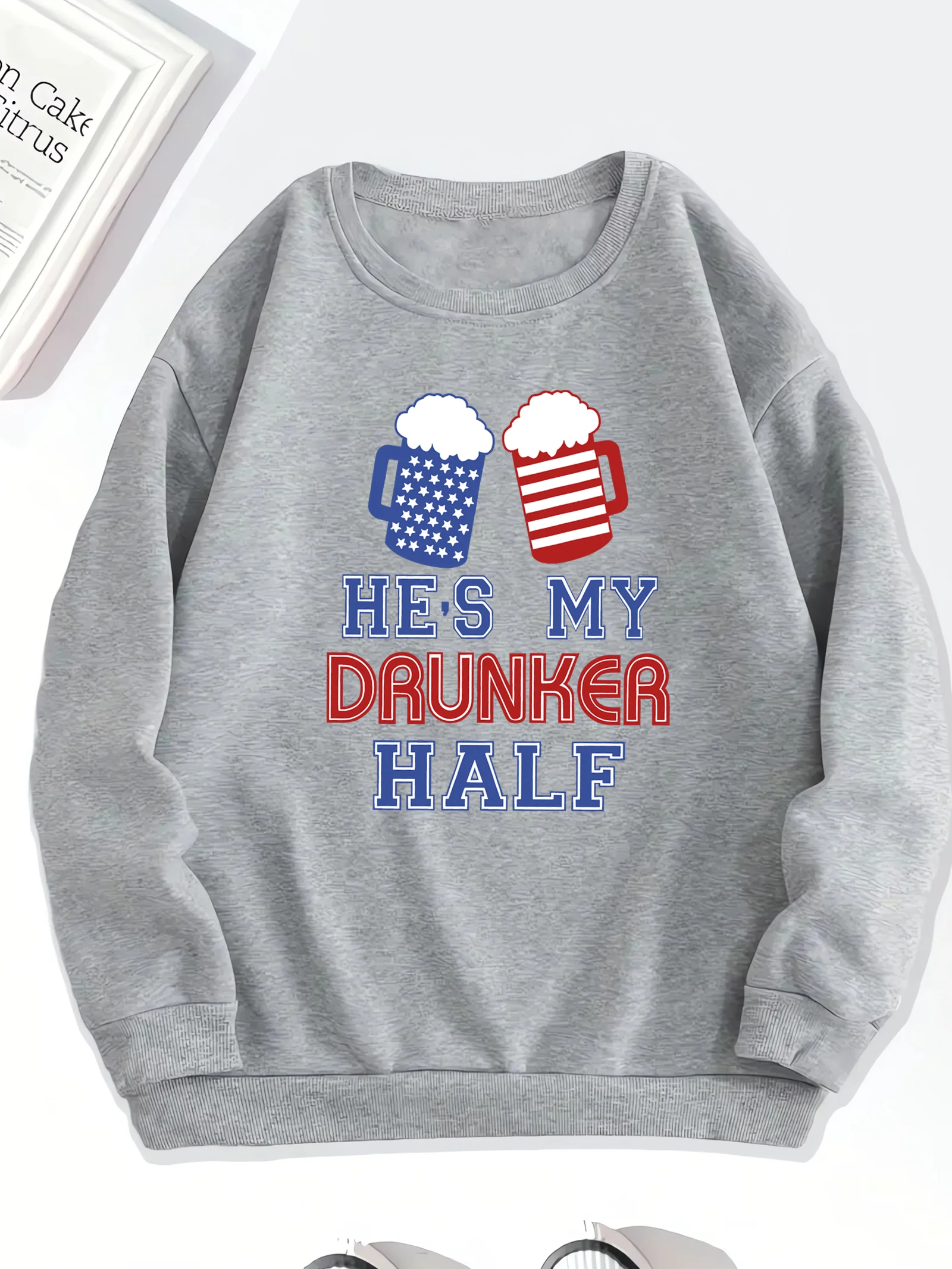 

Fashionable and trendy, women's round neck printed hoodie, women's autumn and winter casual clothing, loose and comfortable