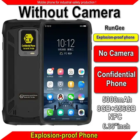 Without Camera Explosion Proof RunGee Ex-Proof Rugged IP68 4G lte Waterproof 8GB+256GB 6.36" FHD 5000mAh NFC Android 11