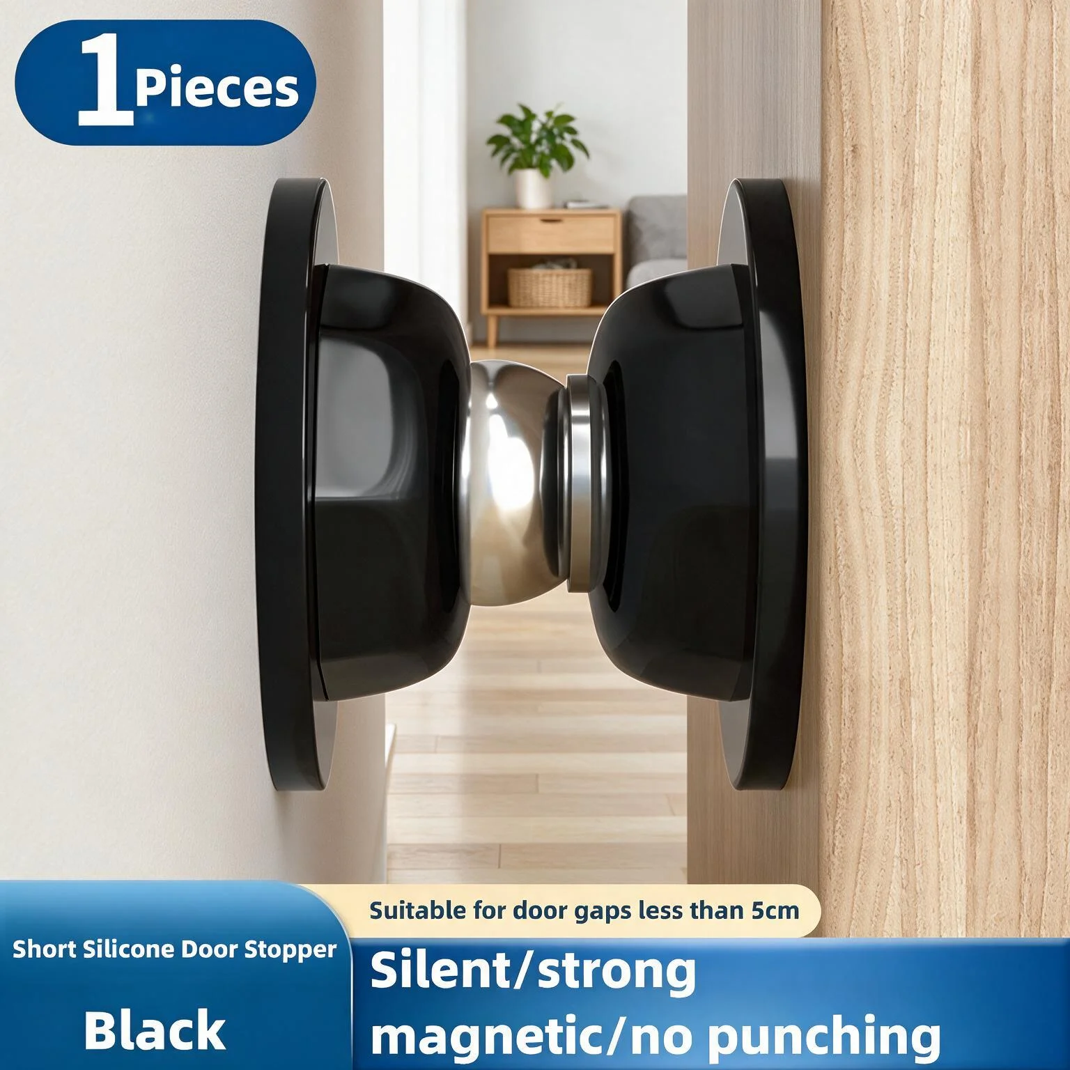 Hotel Household Touch‑Sensitive Silicone Door Stopper Strong Magnetic Mute Anti‑Collision Suction for Interior Wall Door Guard