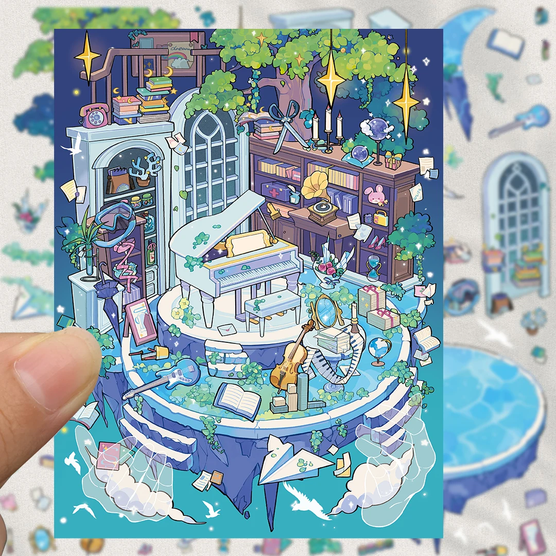 

4 шт., наклейка с реликтовым пейзажем, канцелярские принадлежности для скрапбукинга, чемодан для ноутбука, кофейная эстетичная персонализированная водонепроницаемая наклейка для ландшафтного дизайна ﻿