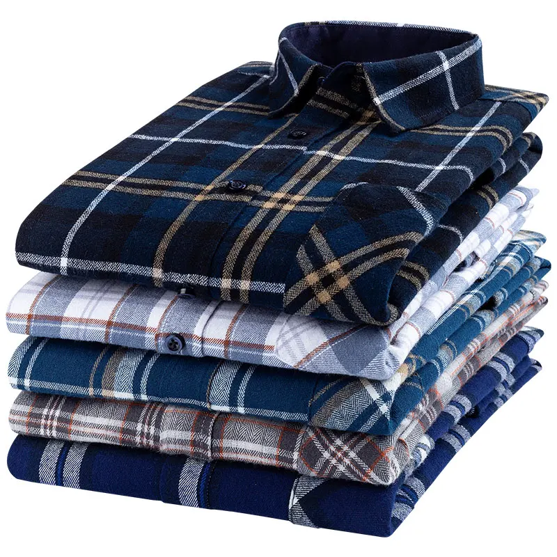 

Pure Cotton Men's Plaid Shirt Long Sleeve Regular Fit Men Casual Oversized Shirt Leisure Autumn Male Blouse New Plus Size shirt