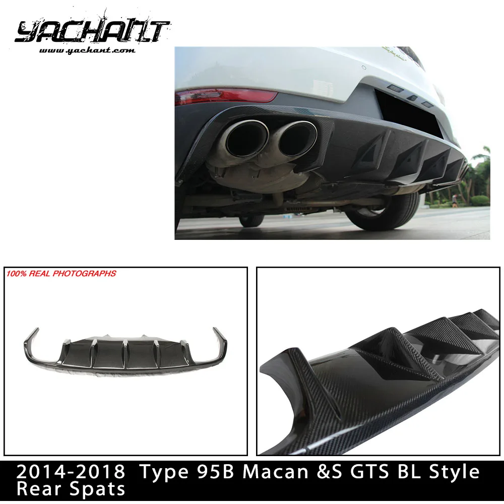 Car Accessories Carbon+ Fiber Glass CFRP Rear Diffuser BL Style Fit For 2014-2018 Type 95B Macan &S