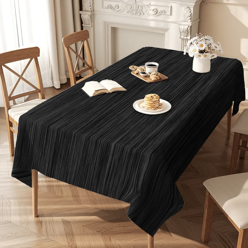 Black textured tablecloth - Low-key texture for covering the tabletop. Rectangular tablecloth decoration.