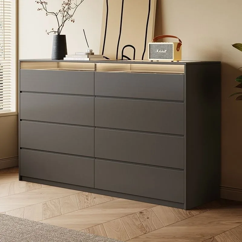 Italian minimalist solid wood eight-bucket cabinet, Nordic modern simple living room bedroom storage and dining side cabinet