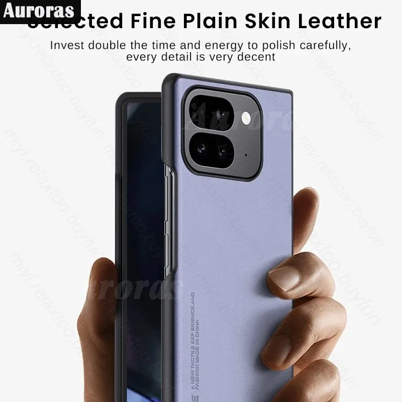 Auroras For Google Pixel 9 Pro Fold Case Classic Solid Color Leather Shell For Google Pixel 9 Pro Fold Shockproof Back Cover