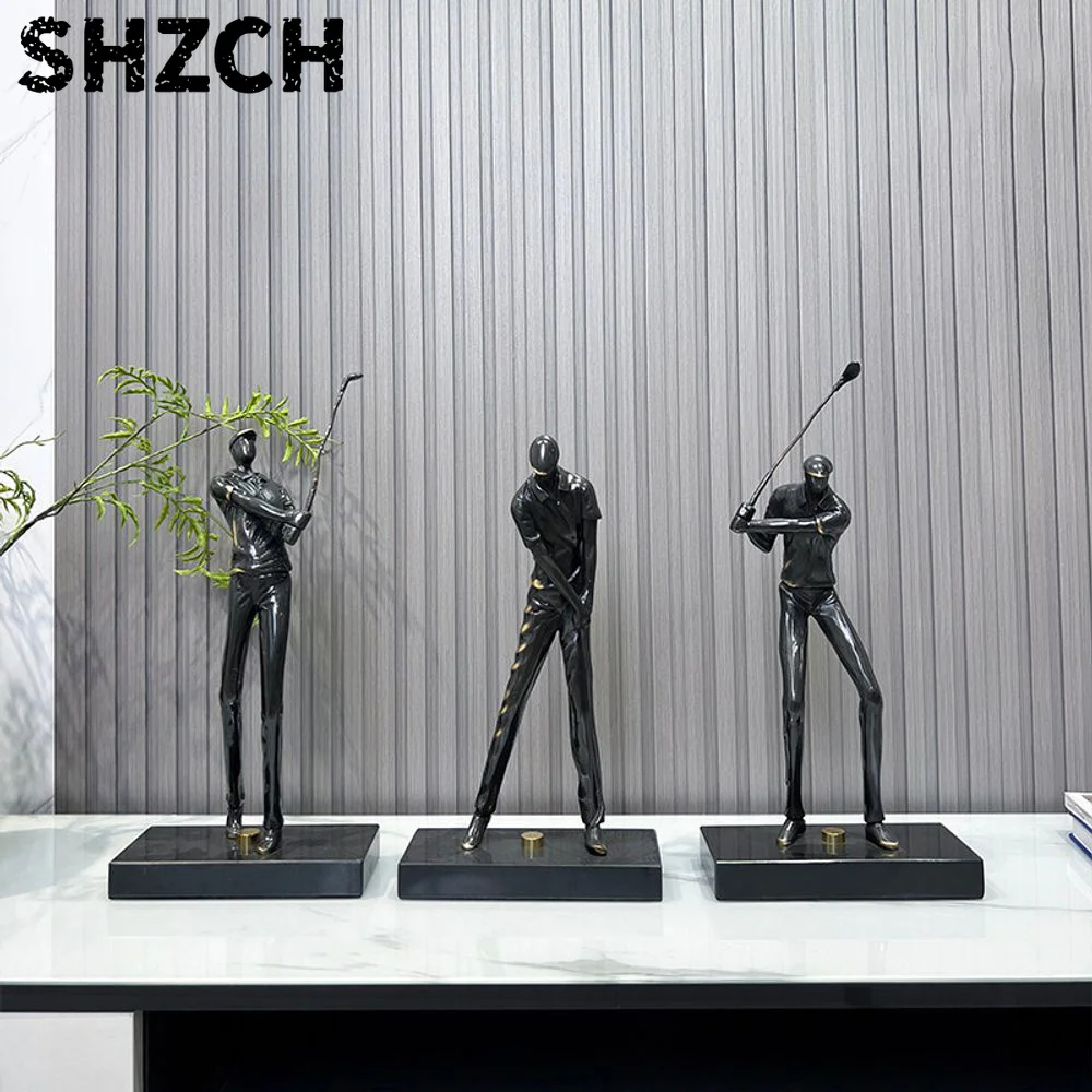 Modern Golf Sport Figure Statue Living Room Housewarming Business Opening Gift Feng Shui Brass Athlete Ornament
