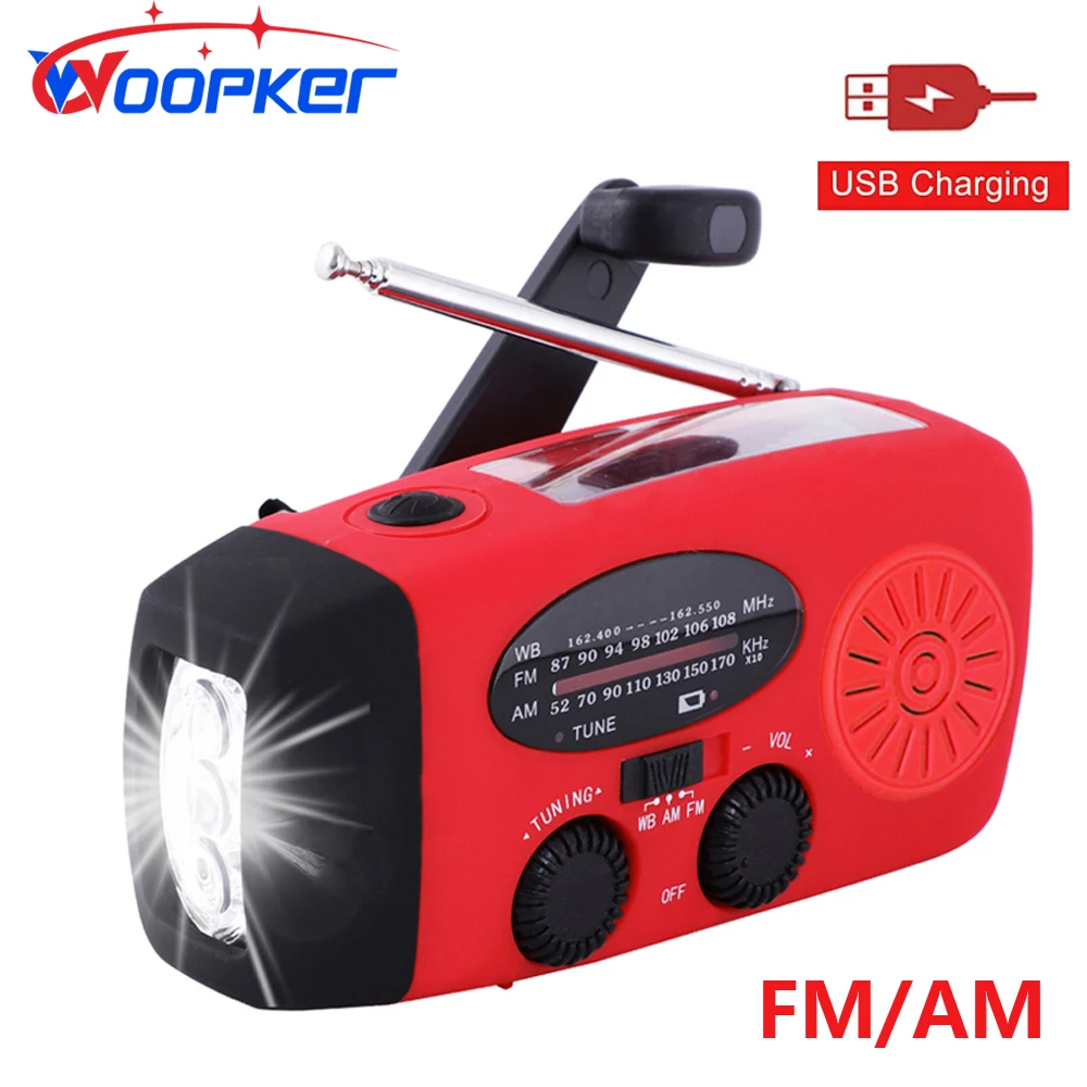 Woopker e01 multifunktion ale FM/AM Radio Wetter Radio Notfall Taschenlampe mit 3 LED-Leuchten Noaa Wb Radio Taschenlampe Power USB