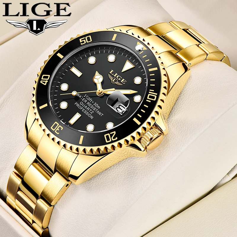 

LIGE Military Mens Quartz Watches Business Top Brand Stainless Steel Band Male Clock Waterproof Luxuries Date Watch for Men