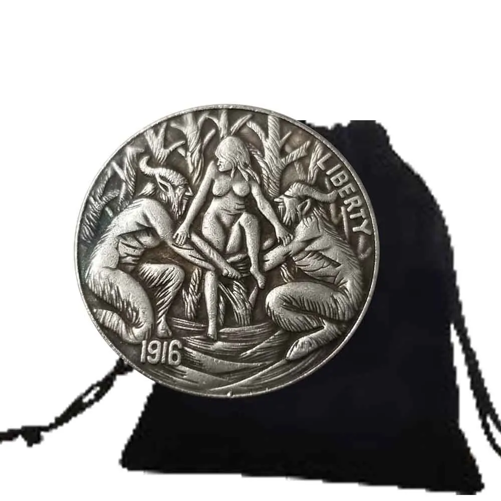 Luxury FIVE-CENTS 3D Art Coins Memorial Couple Coin Party Pocket Romantic Coin Commemorative Lucky Coin+Gift Bag