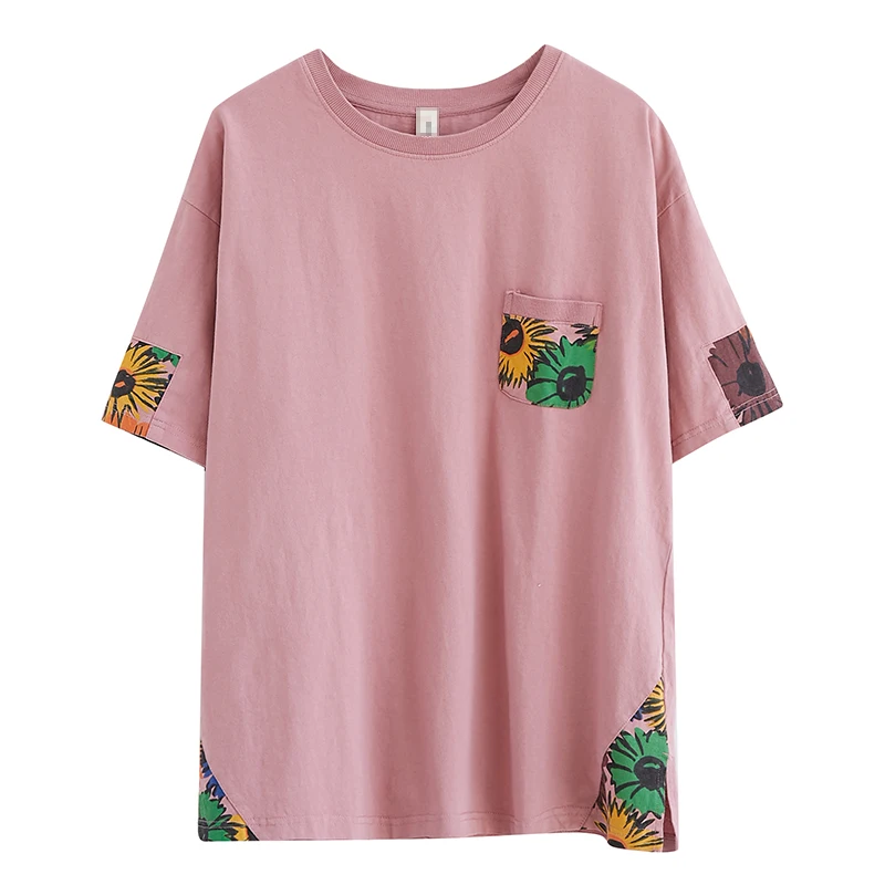 Summer Fashion Women\'s Simple Beach Print T-shirt Clothing Female Short Sleeve Casual Loose Pullover Tops Cozy Cotton Daily Tees