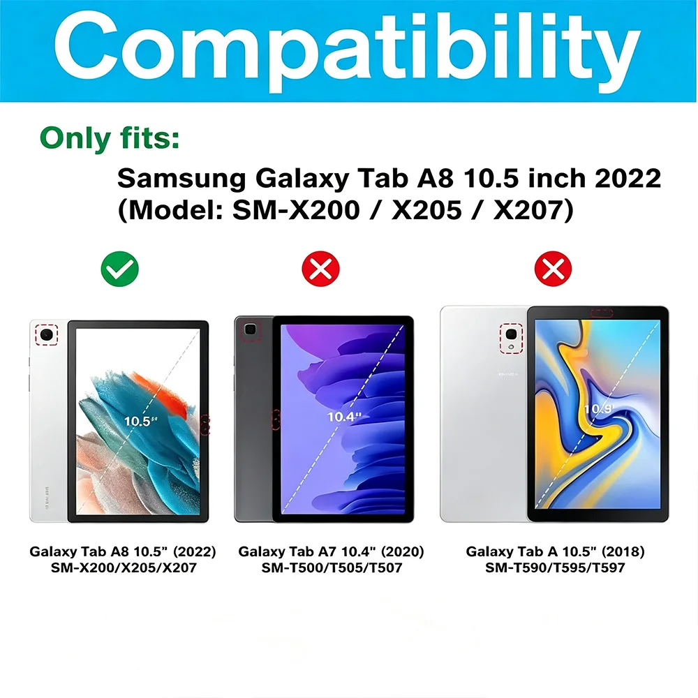 Case for 10.5-inch Samsung Galaxy Tab A8 10.5 (SM-X200/X205), Duty Rugged Protective Tablet Cover with Bracket