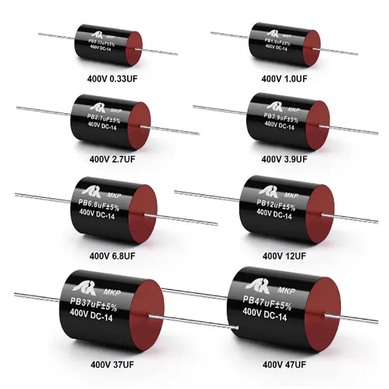 2PCS 0.22UF-47UF 400V SCR Polypropylene MKP Non-Polarity Tweeter Speaker Frequency Divider Capacitor 400V2.2/3.3/4.7/6.8/10UF