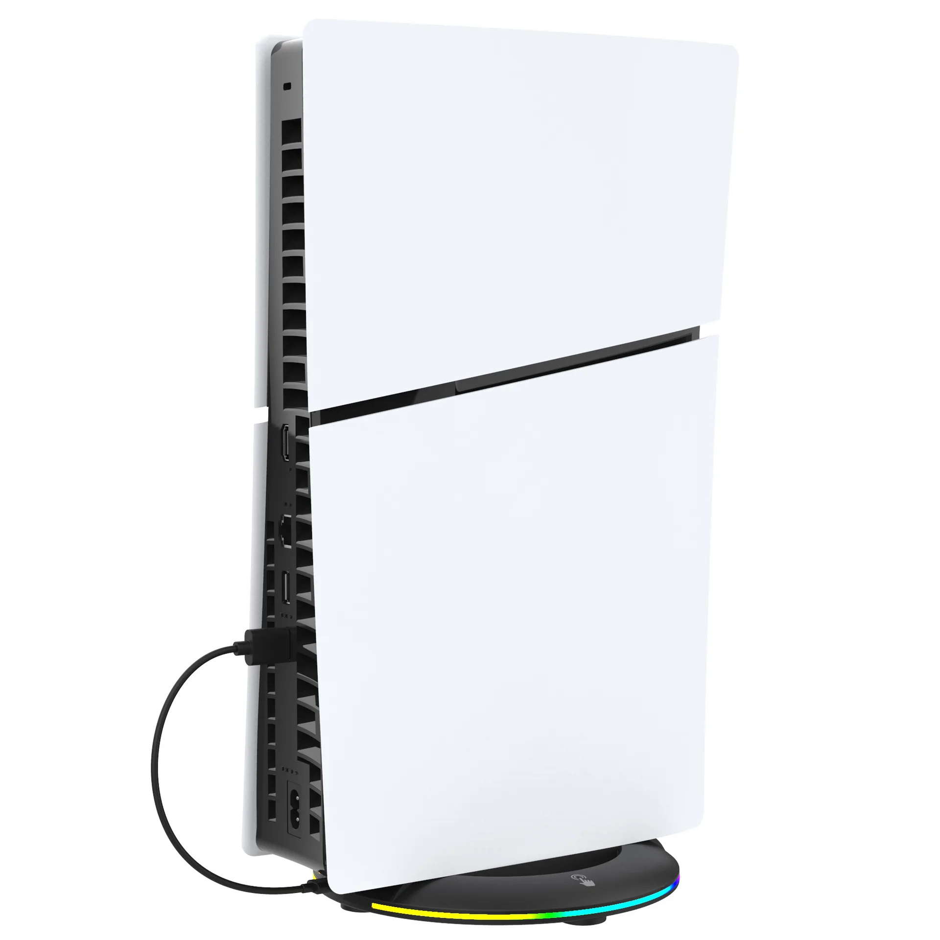 RGB Vertical Stand for PS5 Slim/Pro Console LED Base Gaming Stand with USB Hub Compatible with PS5 Slim Pro Disc/Digital Console