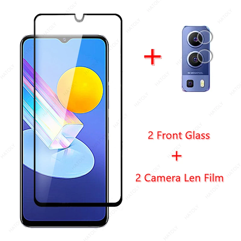 

2PCS For Vivo Y72 5G Glass for Vivo Y72 5G Tempered Glass Film Screen Protector HD Camera Len Film for Vivo Y72 5G