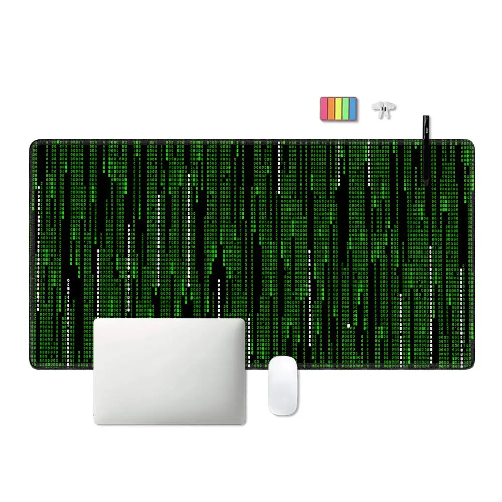 HYBXAXC M-Matrix Binary Code MousePad Large Rubber Base Non-slip PC Desk Accessories Mousepad for Office Keyboard Mats Decor Mat