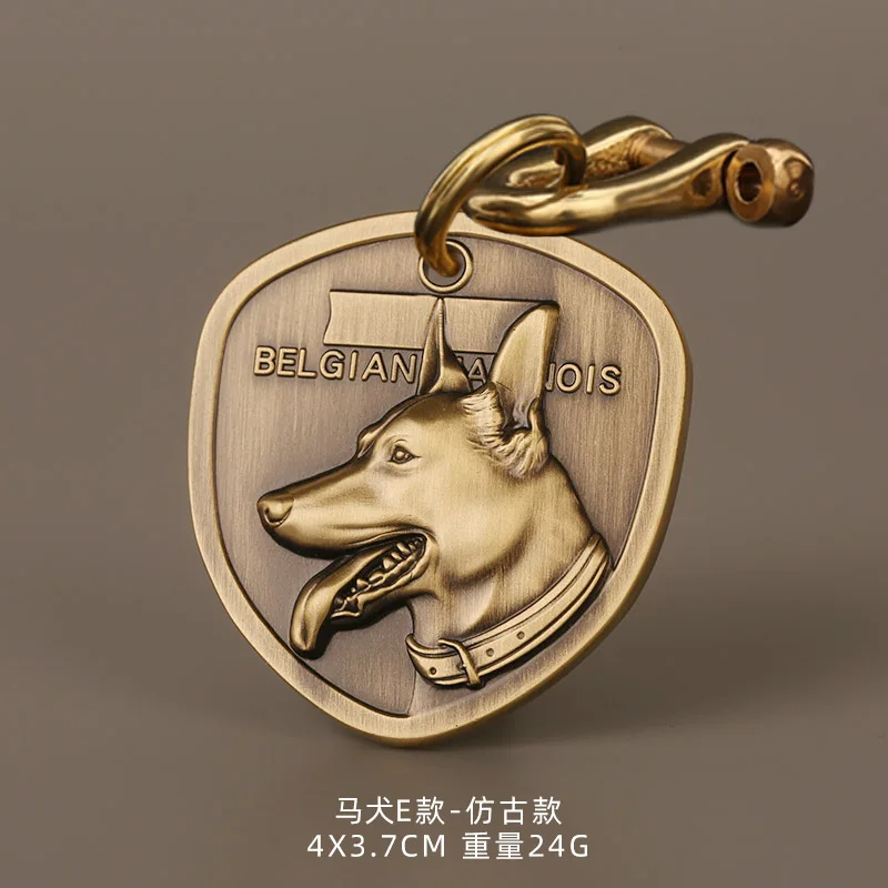 Shield Shape Dog ID Tag Brass Embossed Letters Pet Prevent Loss Card Pet Collar Charm Name Pendant