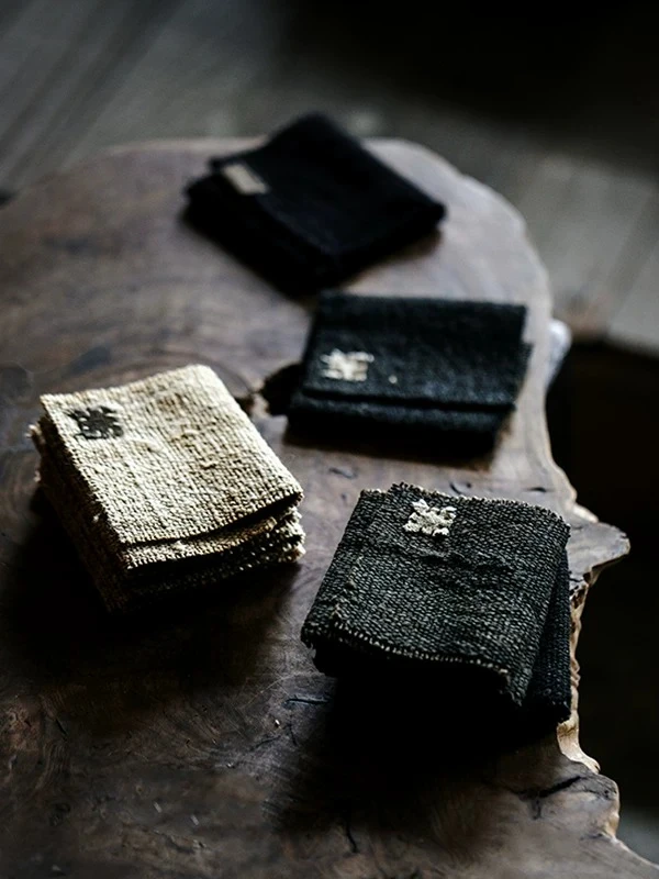 Tea towel, plant dyeing pot pad, wild silk coaster, absorbent old material, patch cloth, pure handmade and simple