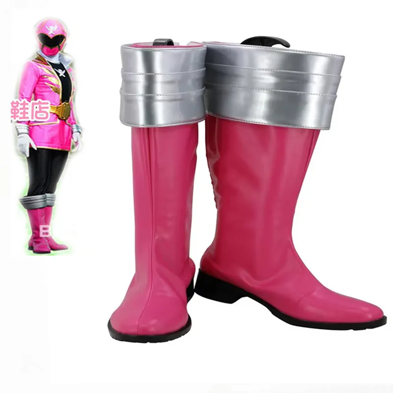 

Super Sentai Kaizouku Sentai Gokaiger Gokai Розовый Косплей Костюм Обувь Карнавальная Вечеринка Хэллоуин Сапоги Сапоги Ручной Работы