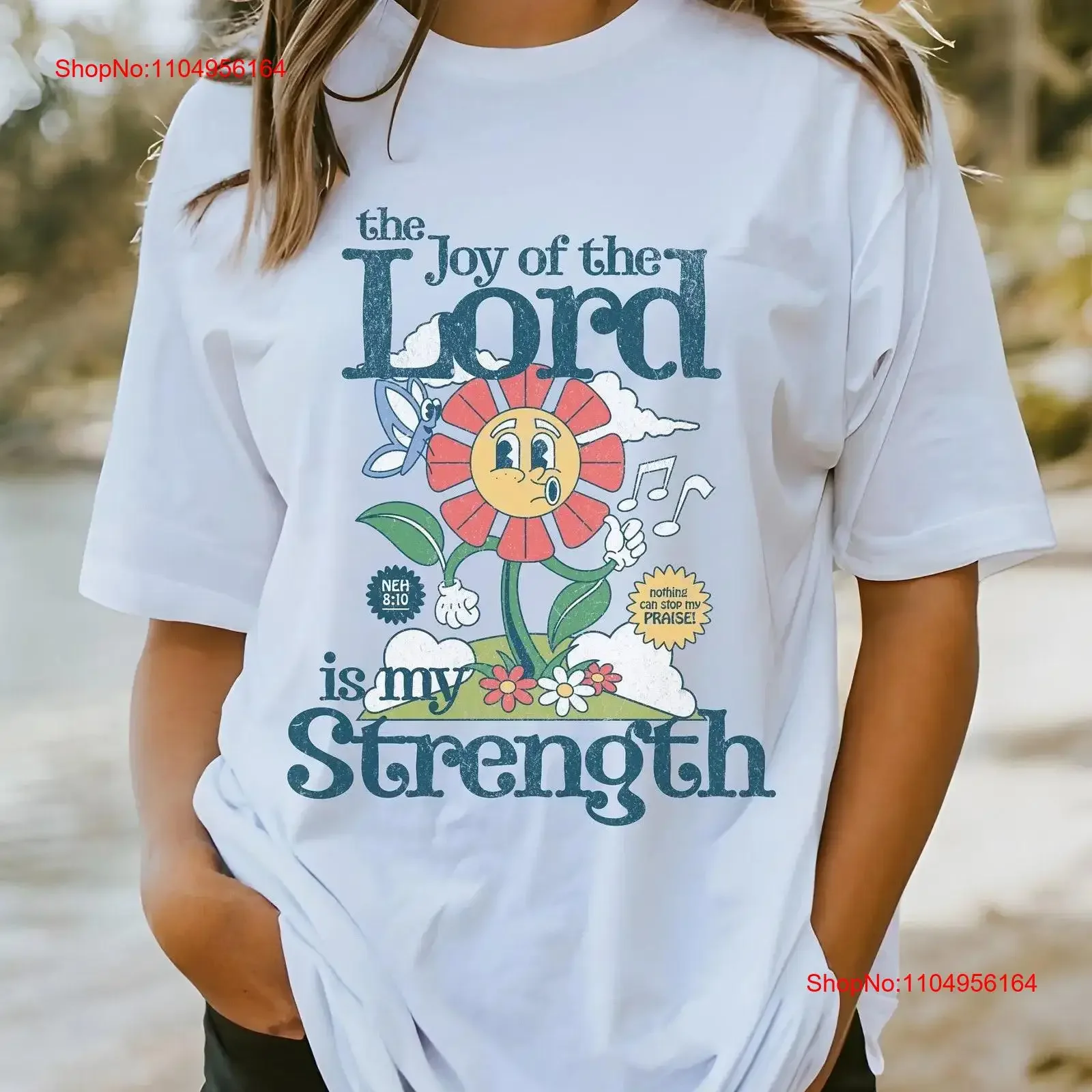 قميص مسيحي The Joy of Lord is My Strength الكتاب المقدس الآية تي شيرت ملابس متواضعة ريترو فينتاج 90s مستوحاة من المعمودية خمر #1