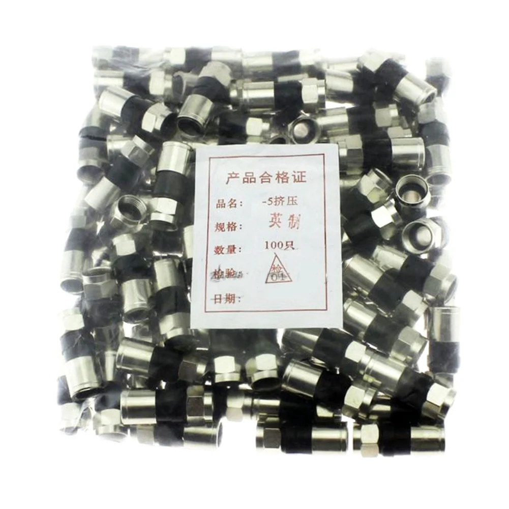 

A01F-100PCS/Bag All-Copper Waterproof 75-5 RG6 Extruded F-Head British TV Cable 24 Shielded Universal Connector Easy To Use B