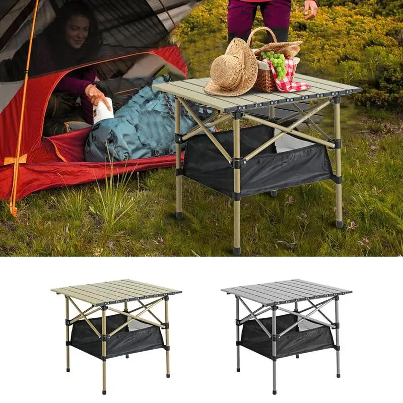 Mesa plegable portátil de hierro para acampar al aire libre, mesa ligera, escritorio plegable portátil con bolsa de transporte, equipos de Camping