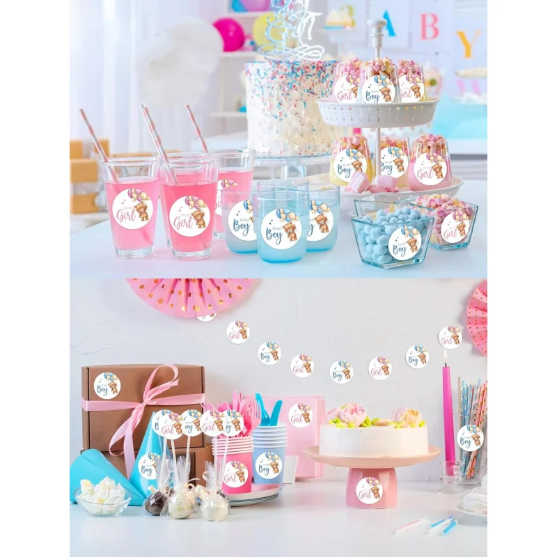 100 ملصق تكشف عن الجنس للأولاد والبنات، مثالي لتزيين حفلات استقبال المولود الجديد، ملصقات فريدة للاحتفال بالولادات الجديدة #5
