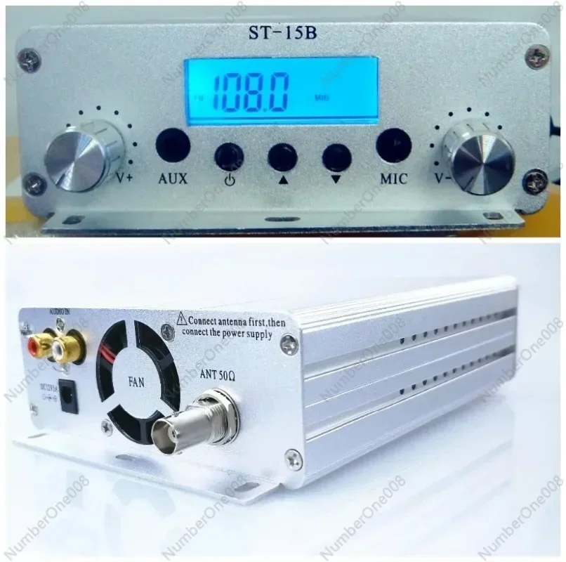 ST-15B 15W 12V 5A 76MHz-108MHz FM broadcast transmitter stereo PLL fm radio broadcast station + Antenna + power