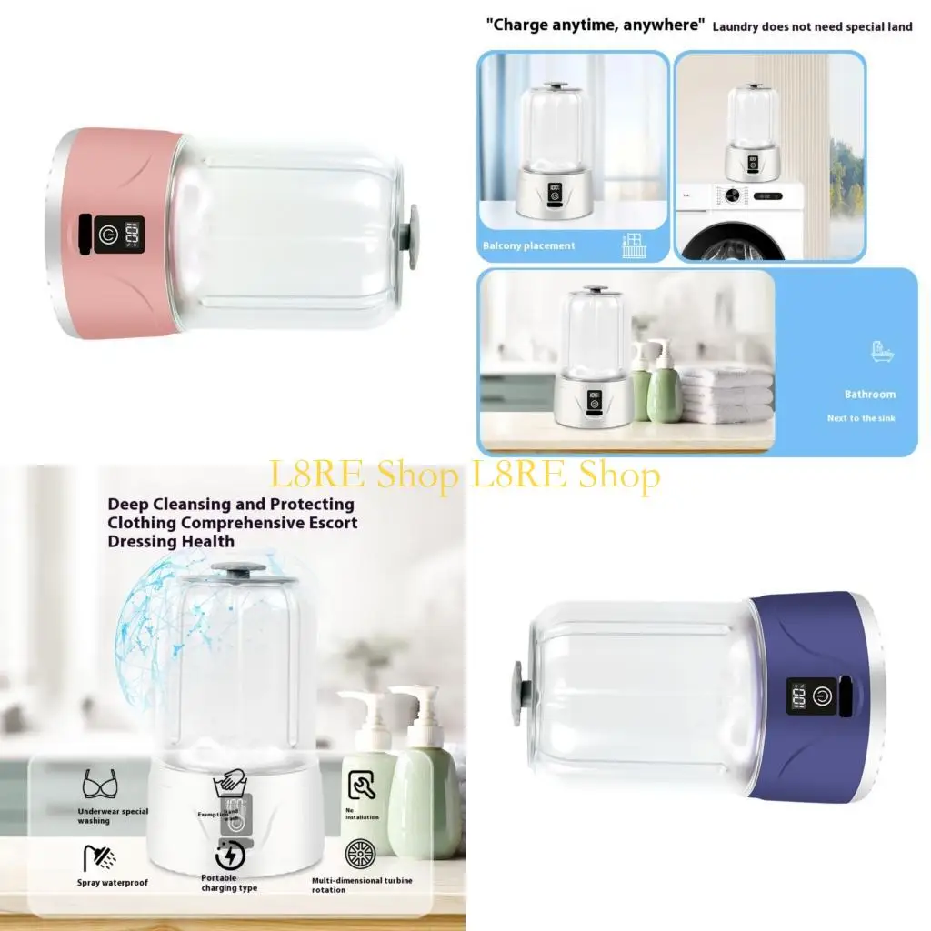 L8RE Portable Rechargeable Miniature Washing Machine Laundry Cup Cordless Washer for Baby Clothes Underwear Socks Use