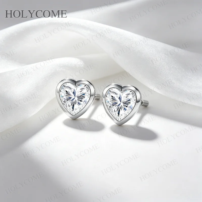 1/2/4 Karat Herzförmige Labor-Moissanit-Diamant-Ohrstecker 100% Echtes 925 Sterling Silber Hochzeits-Ohrringe für Damen Party-Schmuck – Detail 9