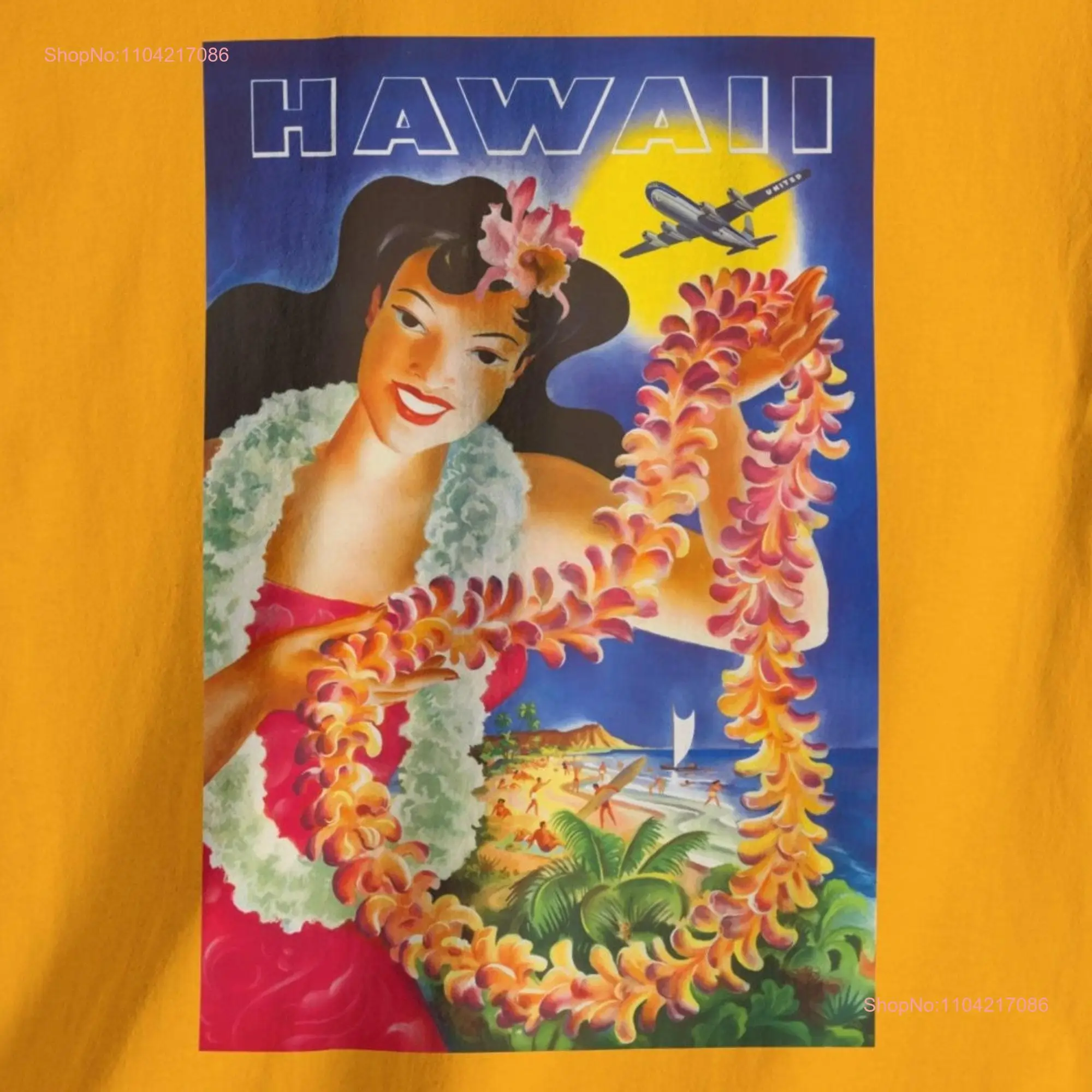 Vintage Hawaii T Shirt Hawai'i Vacation Hawaiian Islands Travel Poster  long or short sleeves