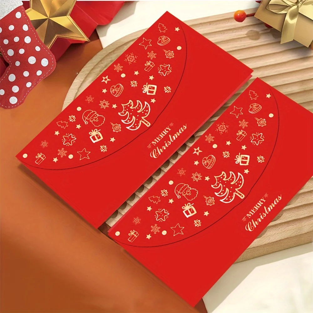 8/18Pcs Christmas Gift Envelopes, Gold Foil Money Cash Envelopes for Holiday New Year Party, Red Packet for Lunar New Year, Gift