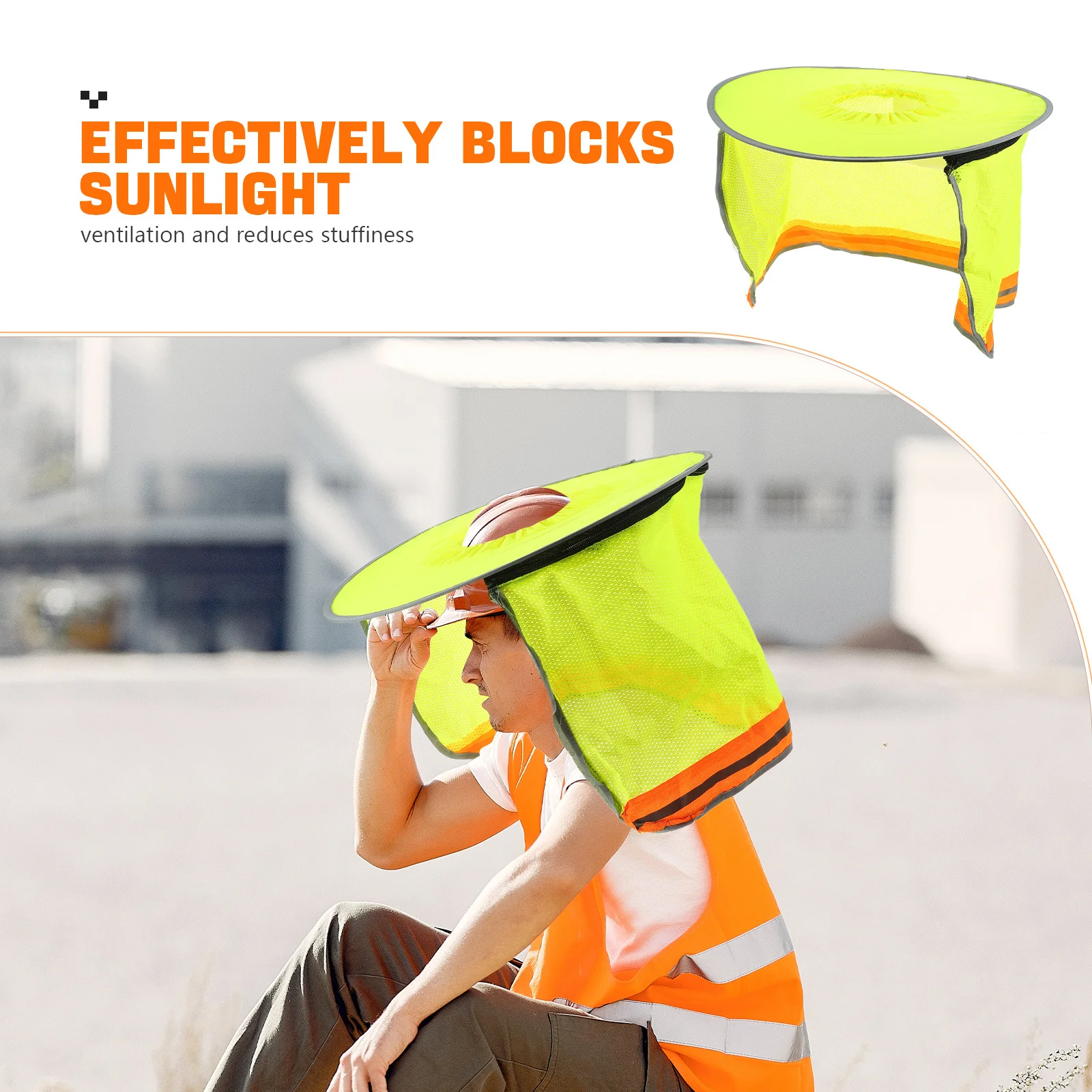 1pcs Shade Full Brim Safety Visor Uv Protection Construction Hat Cover Neck Shade Breathable Design Hard Hat