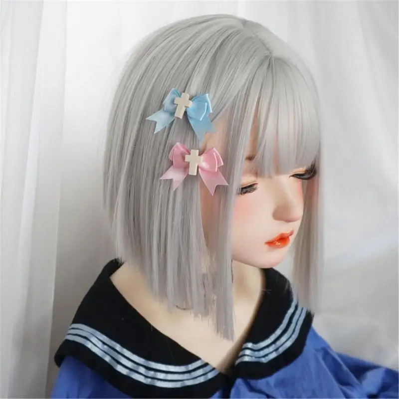 

39BD Fashionable Barrettes Hair Clip Sweet Crosses Hairpin Ponytail Holder Colorful 2000s Hair Clip Novelty for Women