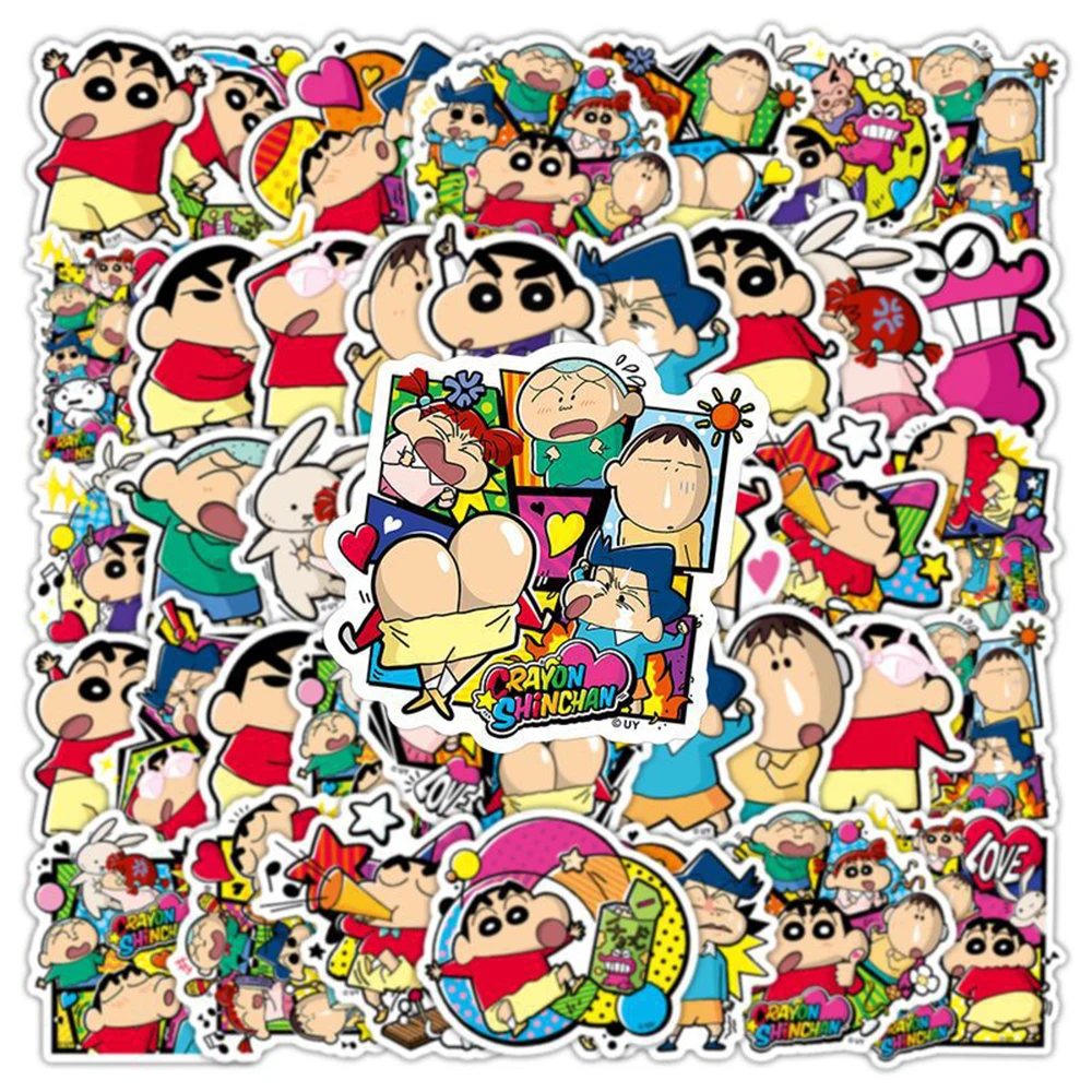 10/30/50pcs การ์ตูน Crayon Shin-Chan อะนิเมะสติกเกอร์รูปลอกสําหรับโน๊ตบุ๊คกีตาร์โทรศัพท์รถจักรยานกันน้ําน่ารัก PVC สติกเกอร์ของเล่นเด็ก