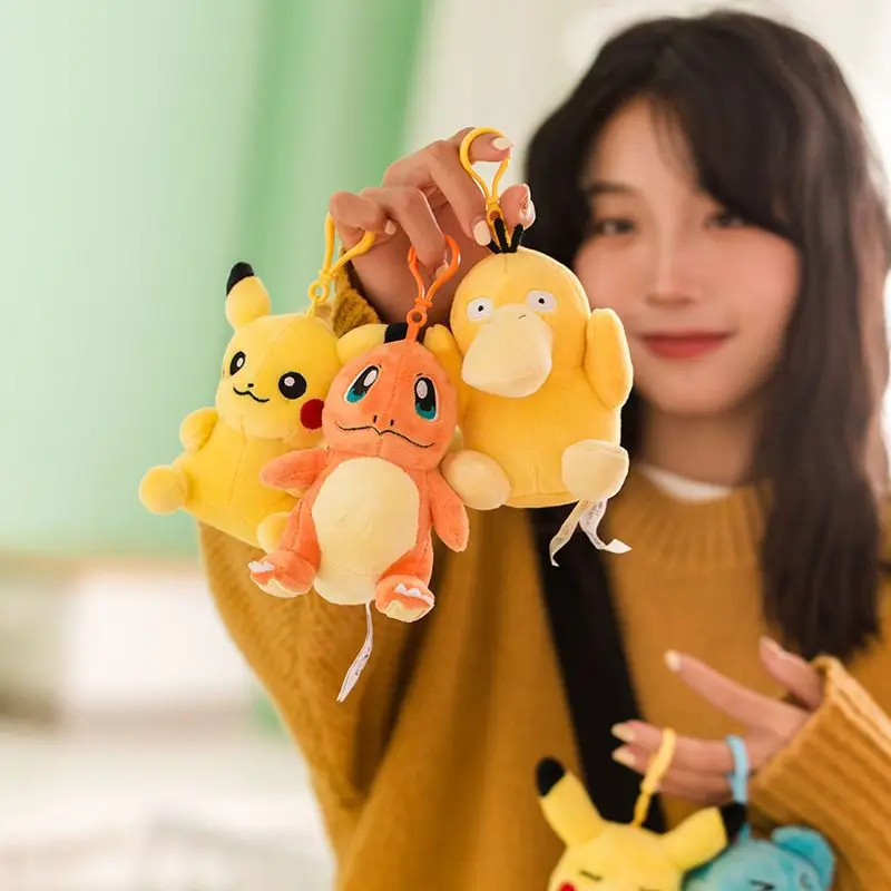 Original Pokemon Plush Keychain Cartoon Toys Pikachu Charmander Psyduck Squirtle Snorlax Wobbuffet Doll Kids Kawai Toy Gift