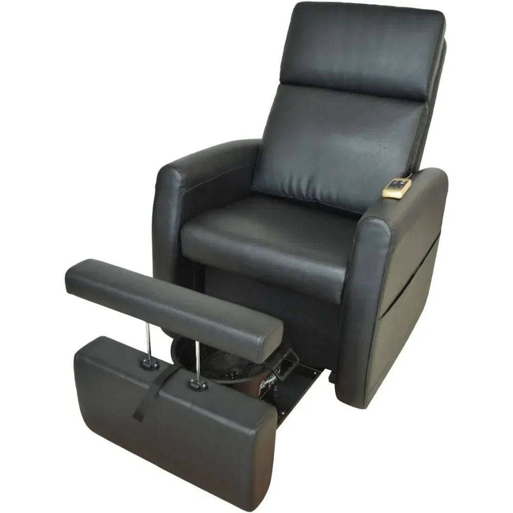

PS9 Lounge Pedicure Chair with Vibration Massage - Motorized Recliner, Adjustable Footrest, Side Storage, Removable Accessories